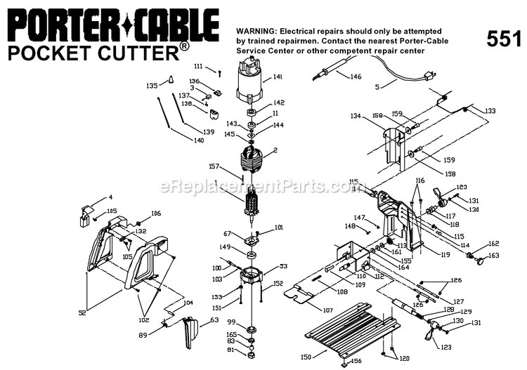 Porter Cable 551 (Type 1) Pocket Cutter Power Tool Page A Diagram